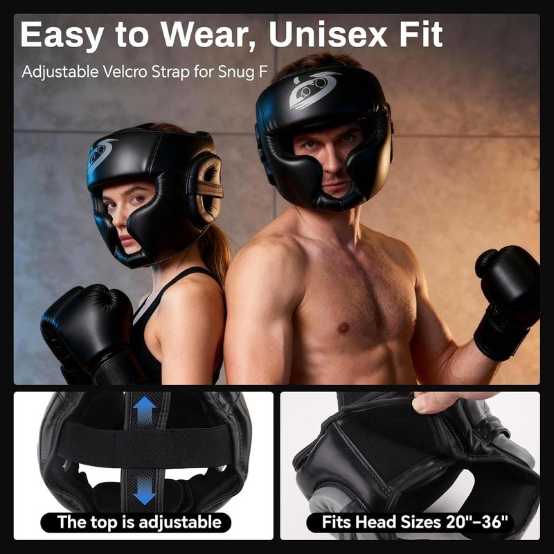 SANJOIN Boxing Headgear 1 Pack, Adjustable Boxing Head Gear Helmet for Adult Men & Kids, Closed-Type Safe, for MMA Sparring, Muay Thai, Kickboxing Training Gear, Strong Grip - Image 5